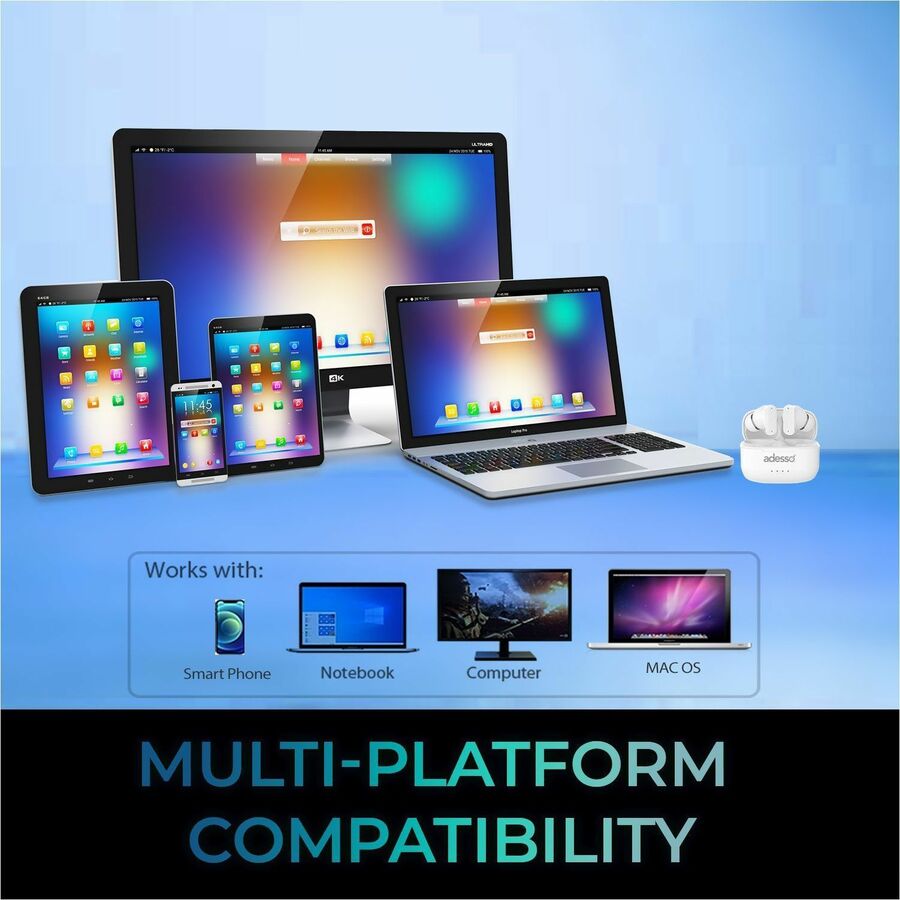 Adesso Xtream T2 Bluetooth Wireless Earbuds with ANC and Built-in Microphone Adesso Xtream T2 Bluetooth Wireless Earbuds with ANC and Built-in Microphone